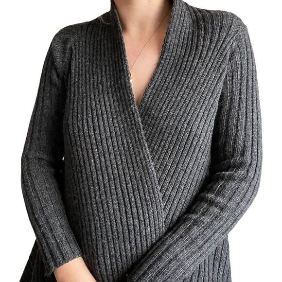 Peregrine Womens Charcoal Gray 100% Wool Chunky Ribbed Oversized Cardigan Sz S - Picture 7 of 9